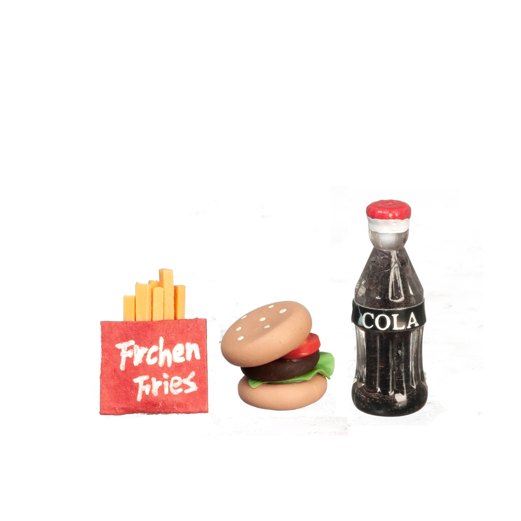 1 Inch Scale Hamburger Dollhouse Miniature Set