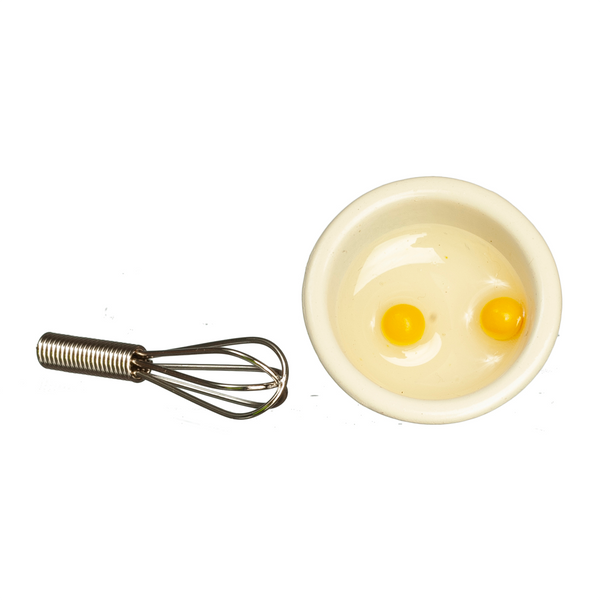 1 Inch Scale Bowl of Eggs with Whisk Dollhouse Miniature