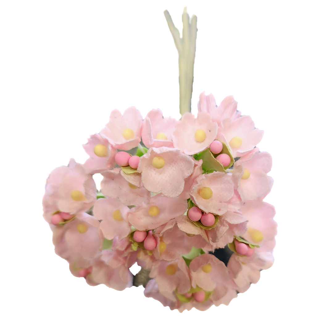 1 Inch Scale Dollhouse Miniature Light Baby Pink Flower Stems 8 Pieces
