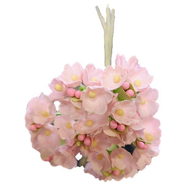1 Inch Scale Dollhouse Miniature Light Baby Pink Flower Stems 8 Pieces
