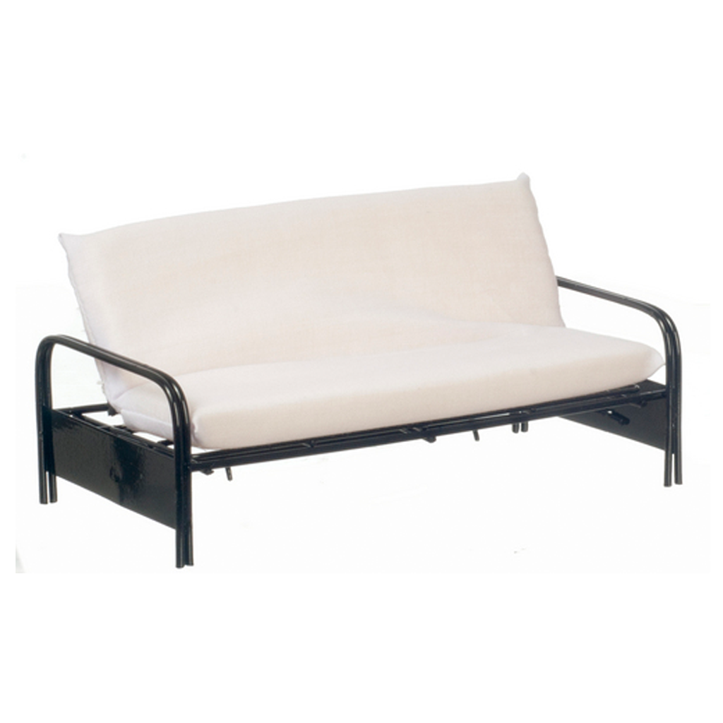 1 Inch Scale Dollhouse Miniature Black Metal Futon Sofa