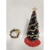 1 Inch Scale Decorated Red and Gold Christmas Tree Dollhouse Miniature with Wreath