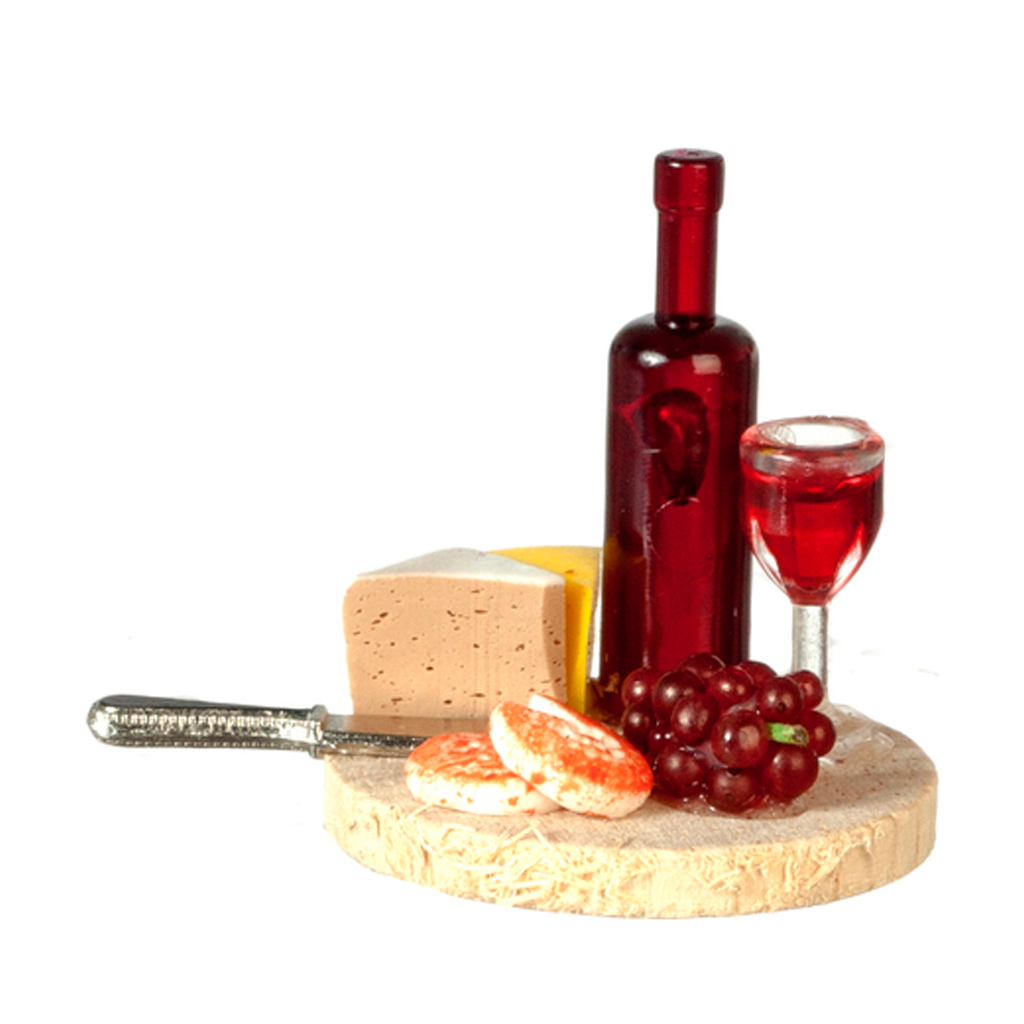 1 Inch Scale Wine and Cheese Set Dollhouse Miniature