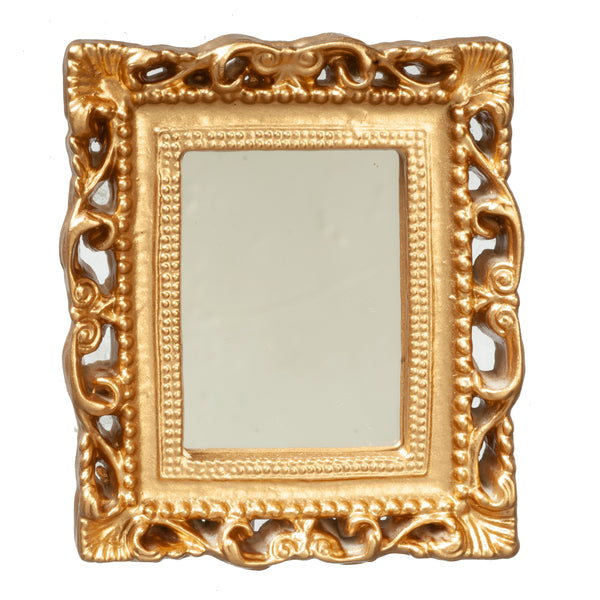1 Inch Scale Gold Ornate Oblong Wall Mirror Dollhouse Miniature