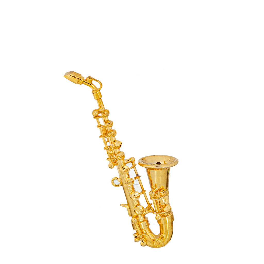 1 Inch Scale Dollhouse Miniature Brass Saxophone Musical Instrument with Case