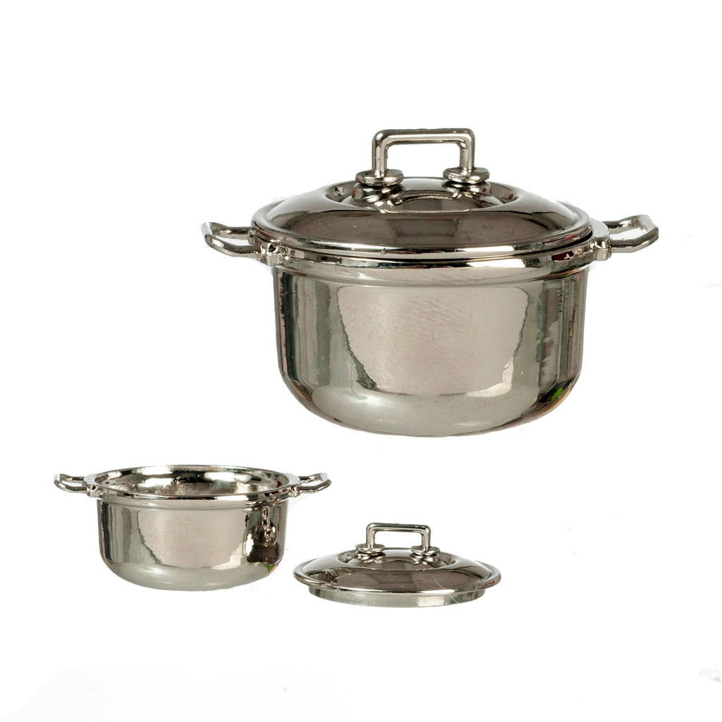 1 Inch Scale Large Silver Pot with Cover Dollhouse Miniature