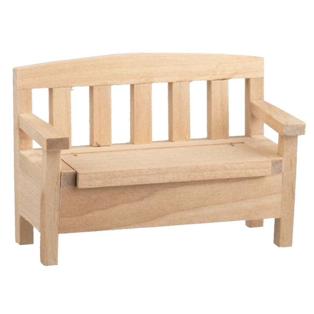1 Inch Scale Unfinished Small Storage Bench Dollhouse Miniature
