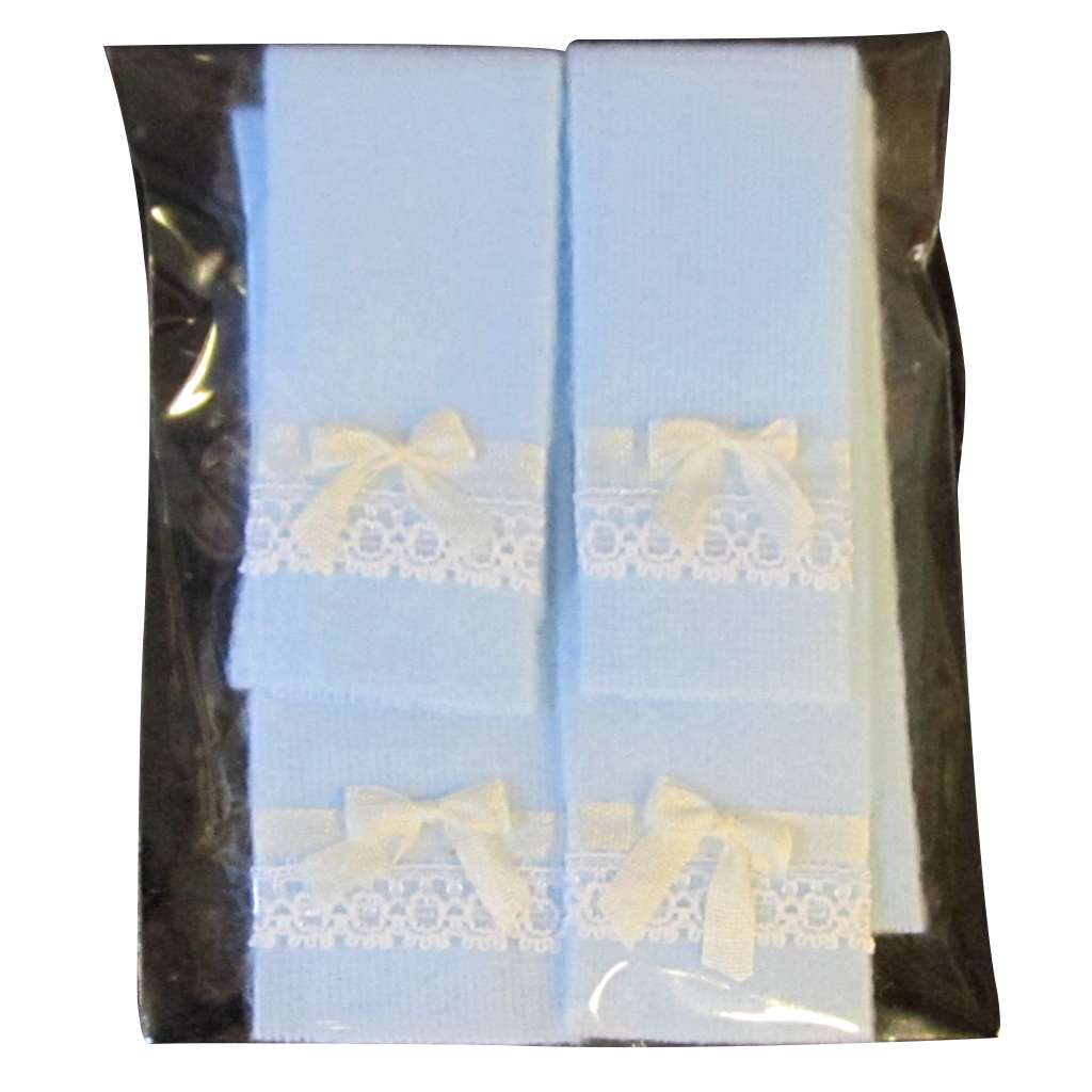 1 Inch Scale Blue Bath Towels with Bow and Lace Details Dollhouse Miniature