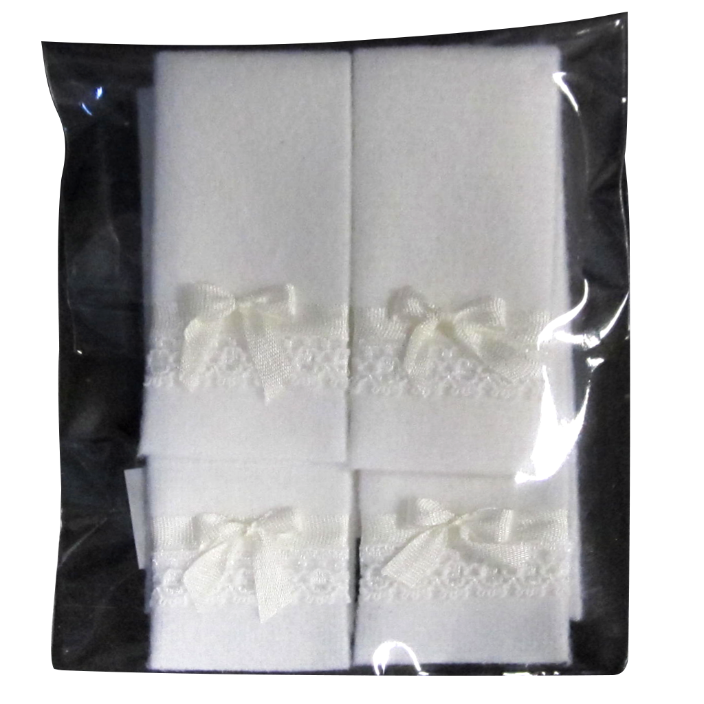 1 Inch Scale White Bath Towels with Bow and Lace Details Dollhouse Miniature