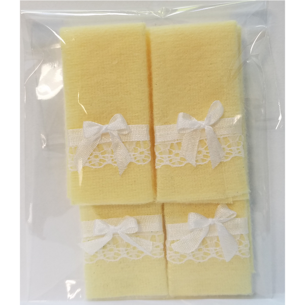 1 Inch Scale Yellow Bath Towels with Bow and Lace Details Dollhouse Miniature