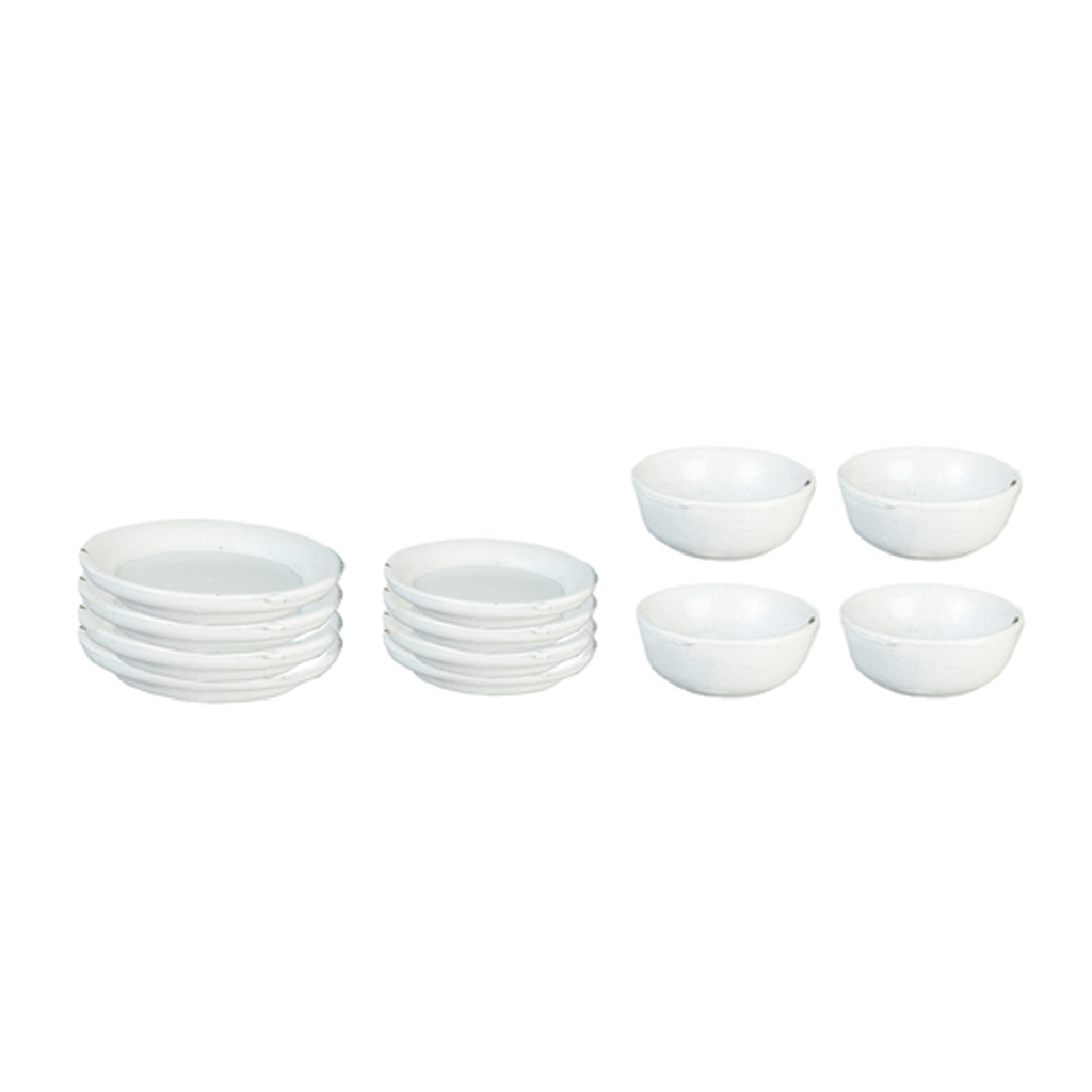 1 Inch Scale White Dollhouse Dish Set