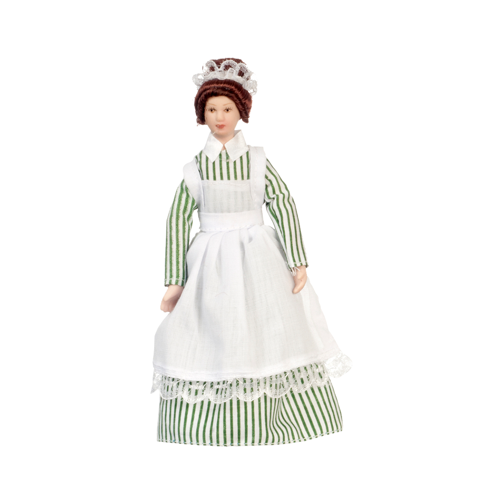 1 Inch Scale Green and White Striped Maid