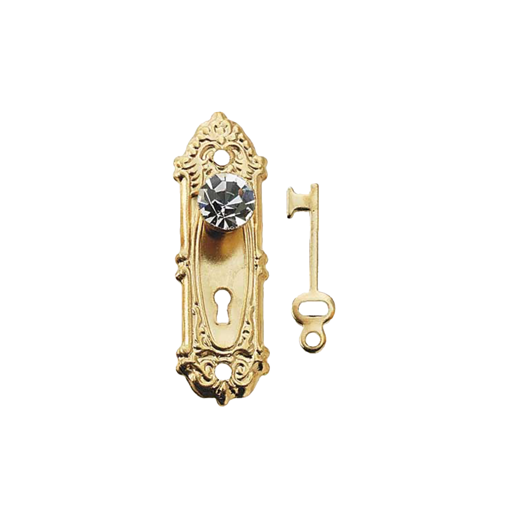 Dollhouse Crystal Opryland Door Knob with Plate and Key