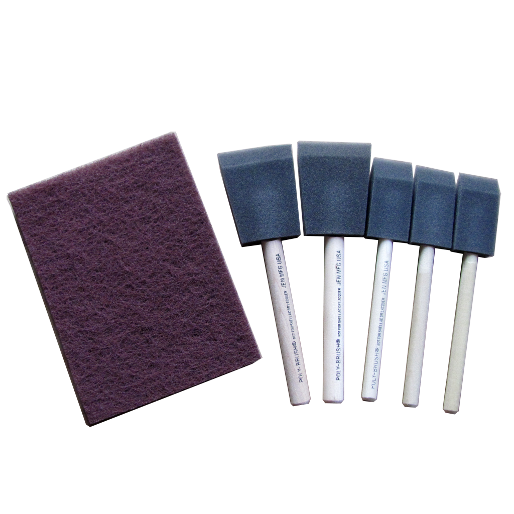 Multi Size Poly Foam Brush Set with General Purpose Pad - 6 pieces