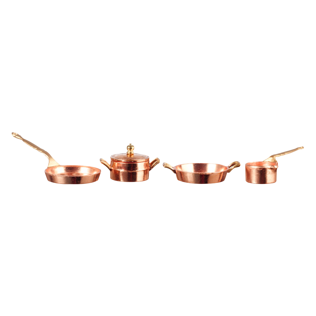 1 Inch Scale Copper Pot & Pan Dollhouse Set