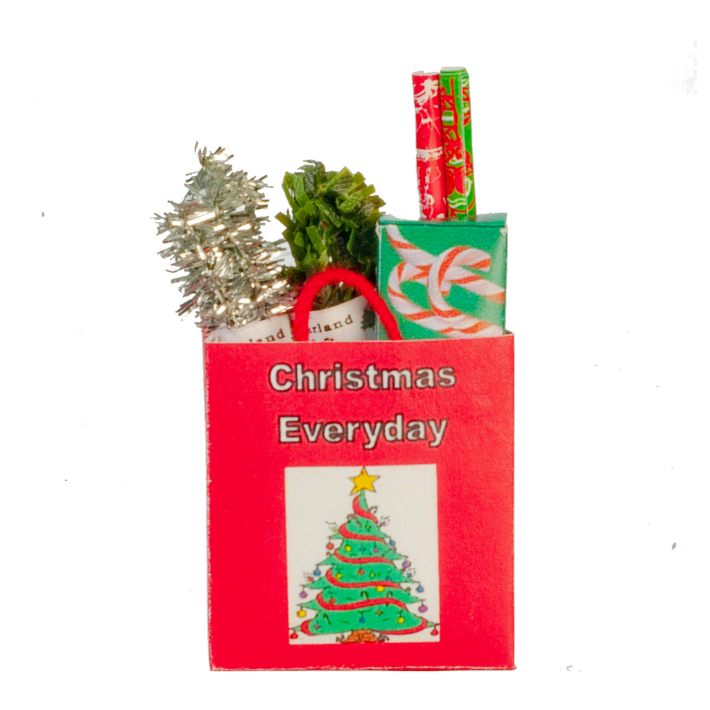 1 Inch Scale Christmas Filled Shopping Bag Dollhouse Miniature