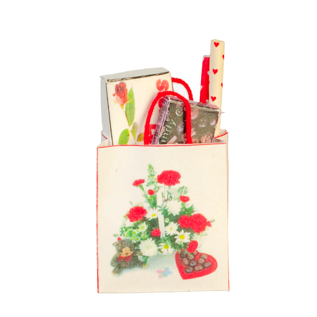 1 Inch Scale Valentine Filled Shopping Bag Dollhouse Miniature