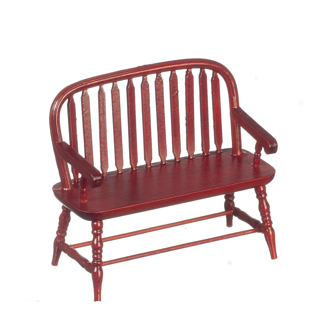 1 Inch Scale Dollhouse Miniature Colonial Windsor Bench in Mahogany