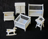 1 Inch Scale White Dollhouse Nursery Set 6 pieces