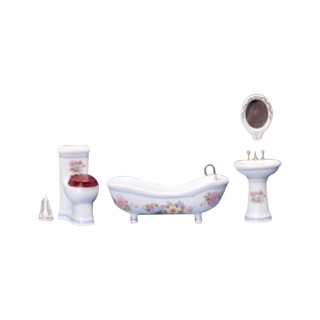 1 Inch Scale 5-Piece Fancy Dollhouse Bathroom Set