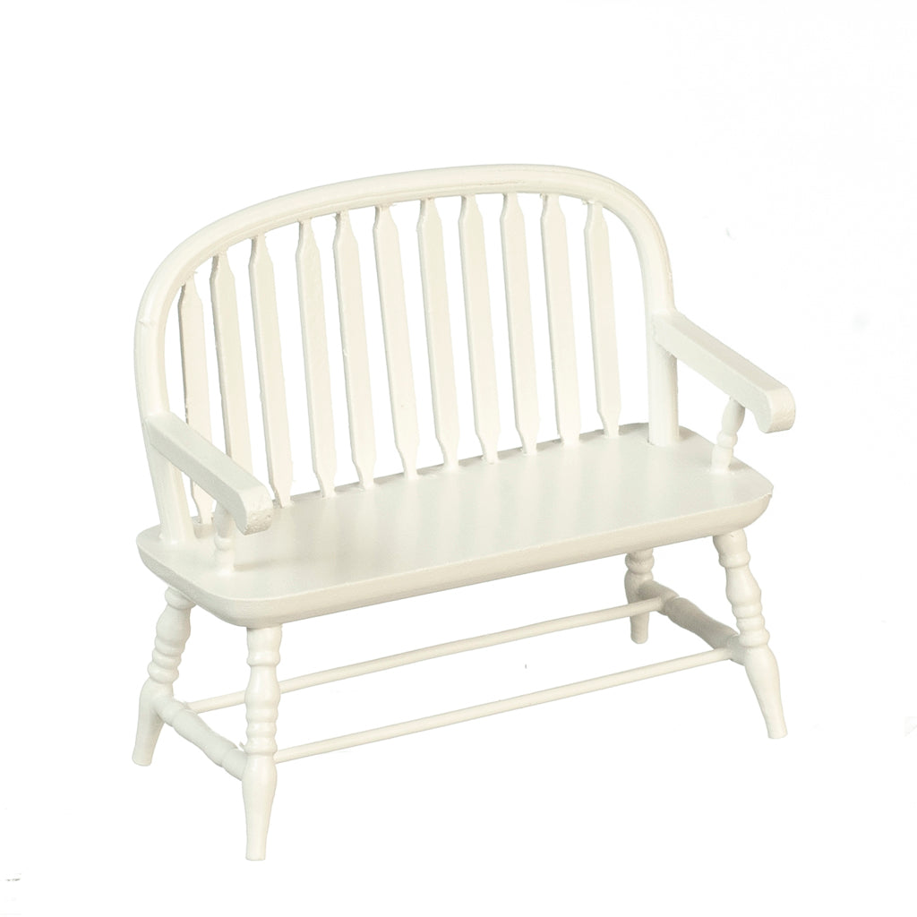 1 Inch Scale Dollhouse Miniature Colonial Windsor Bench in White