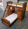 1 Inch Scale Modern Dollhouse Bunk Beds Set in Walnut