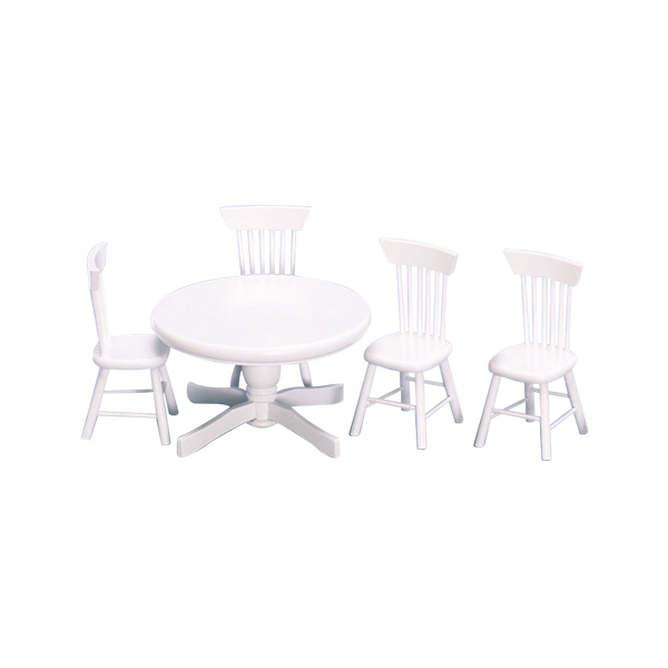 1 Inch Scale Round Table White Dollhouse Dining Room Set