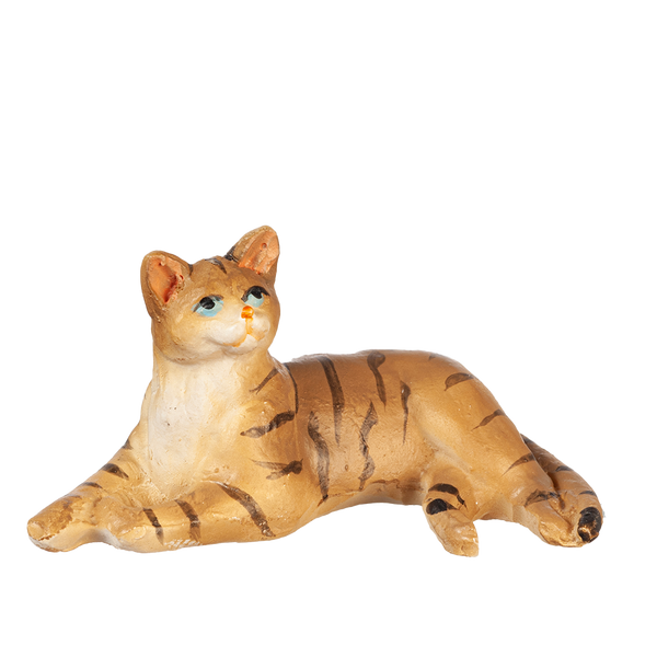 1 Inch Scale Laying Tabby Cat Dollhouse Miniature