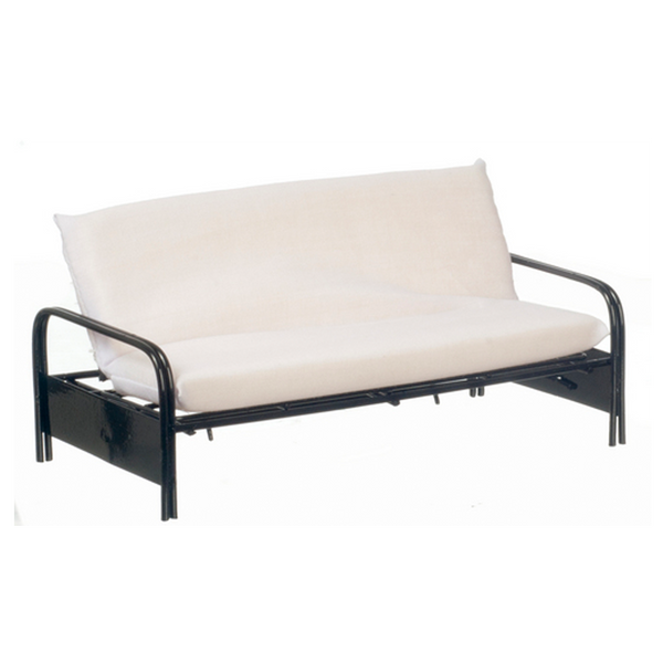 1 Inch Scale Dollhouse Miniature Black Metal Futon Sofa