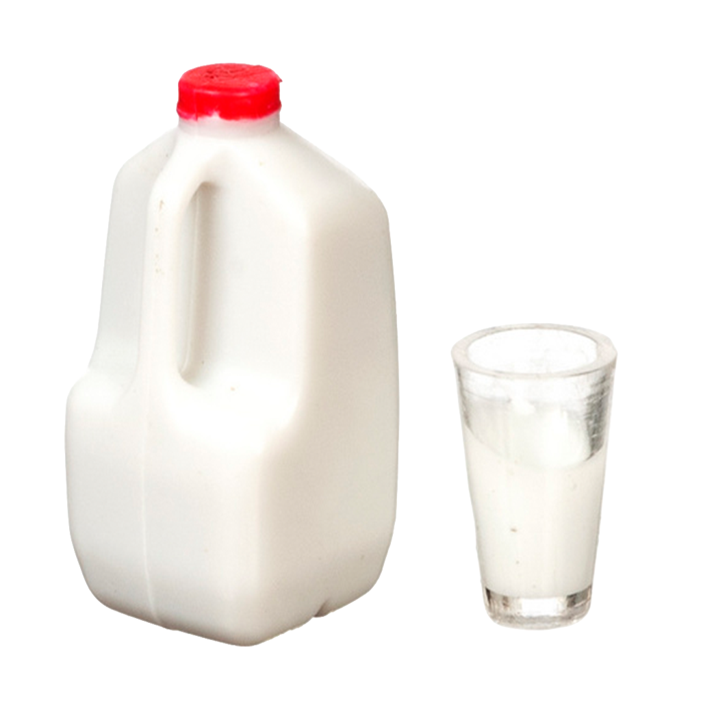 1 Inch Scale Gallon of Milk with Glass Dollhouse Miniature