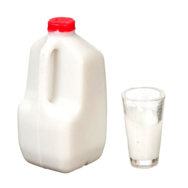 1 Inch Scale Gallon of Milk with Glass Dollhouse Miniature