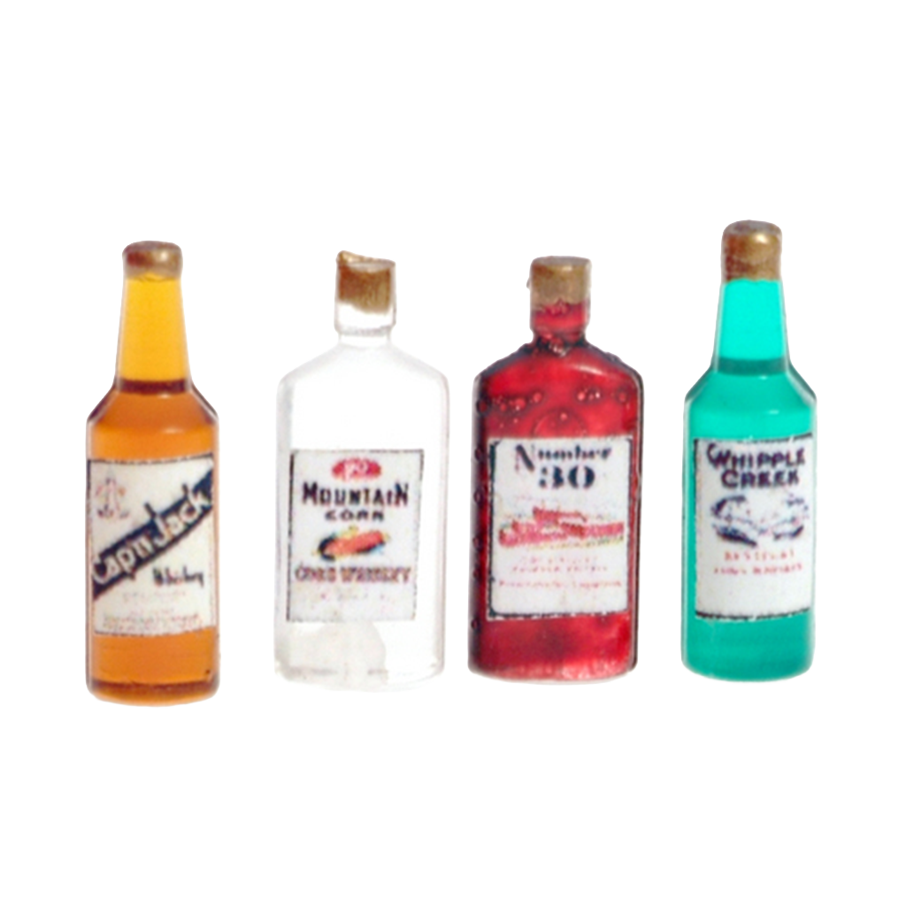 1 Inch Scale Vintage Liquor Bottles Dollhouse Miniature