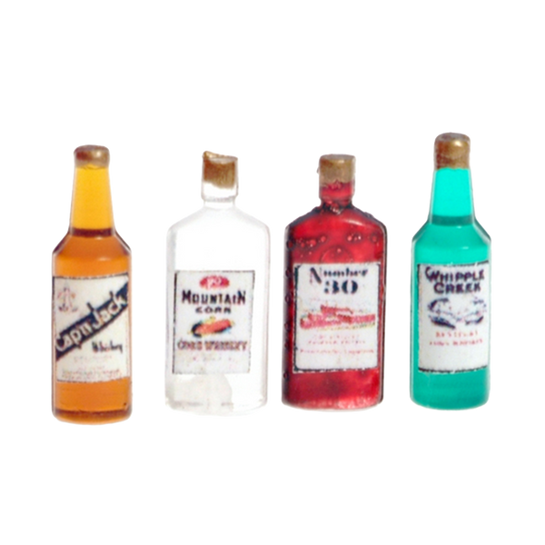 1 Inch Scale Vintage Liquor Bottles Dollhouse Miniature