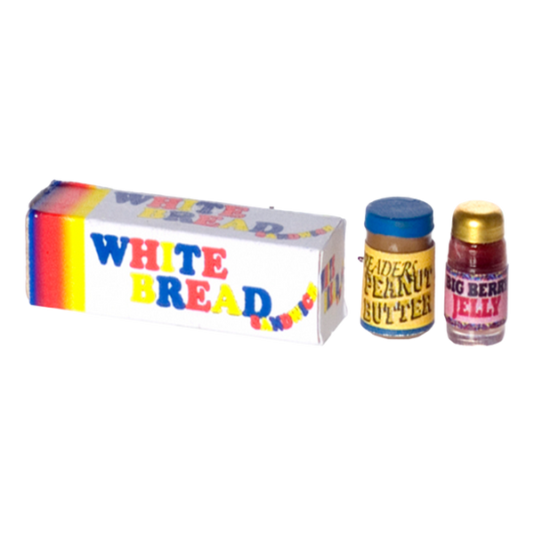 1 Inch Scale Bread, Peanut Butter and Jelly Dollhouse Miniature