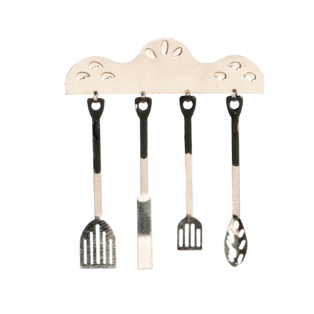 1 Inch Scale Silver 1920's Utensil Cooking Dollhouse Miniature Set