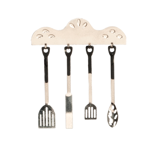 1 Inch Scale Silver 1920's Utensil Cooking Dollhouse Miniature Set