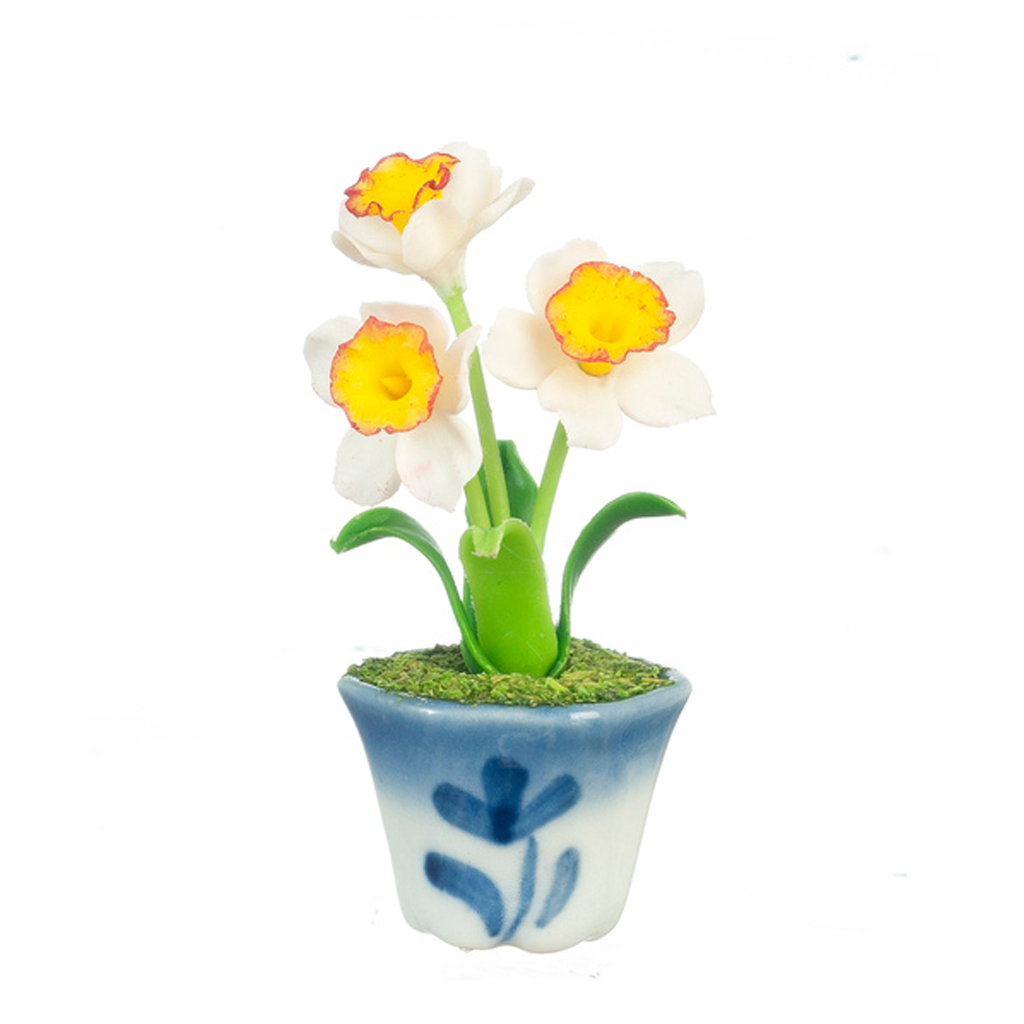 Daffodil Flowers in a Pot Dollhouse Miniature