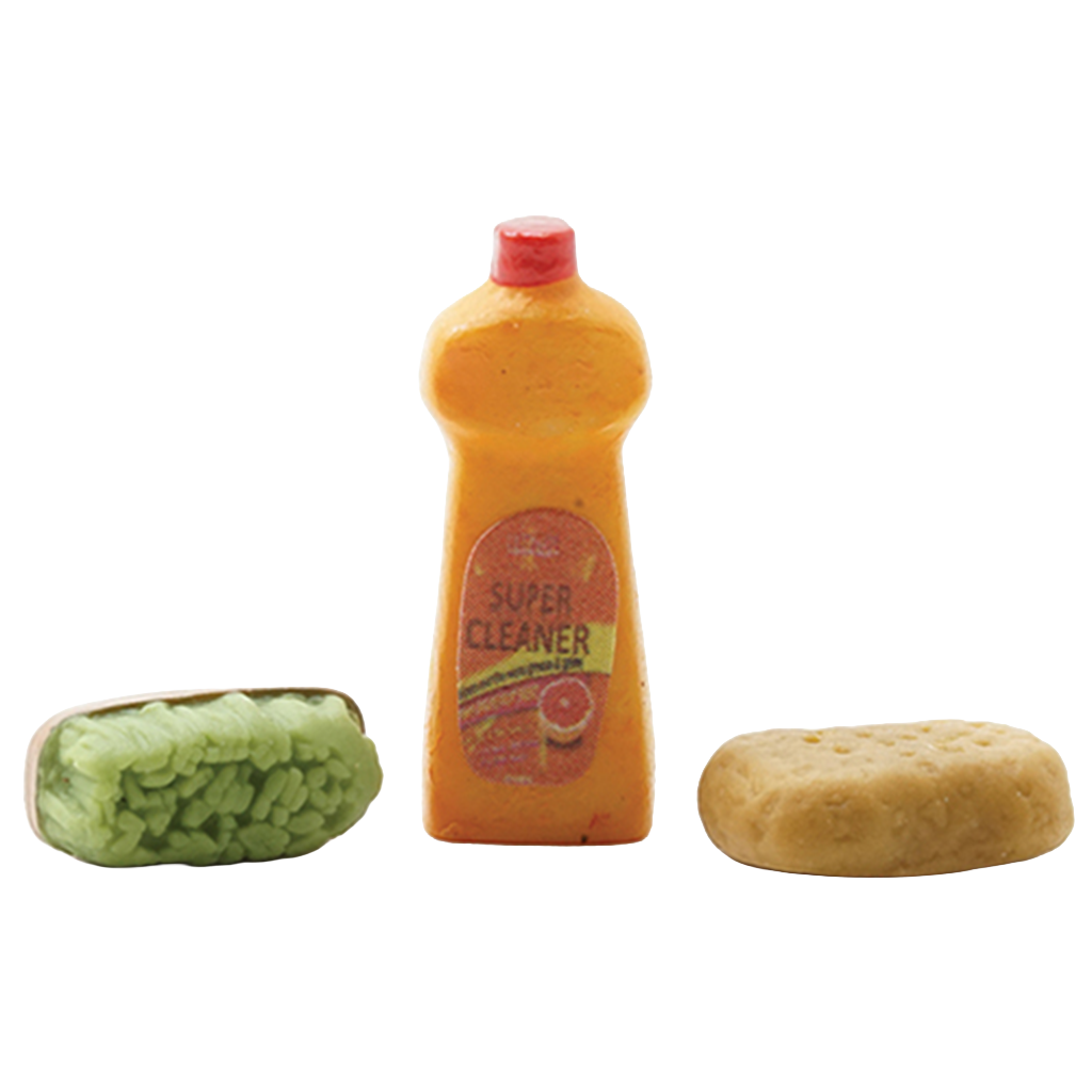 1 Inch Scale Soap, Sponge and Scrub Brush Set Dollhouse Miniature