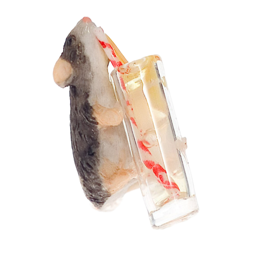 1 Inch Scale Mouse Drinking Lemonade Dollhouse Miniature