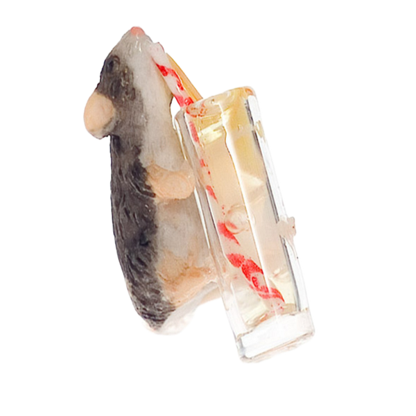 1 Inch Scale Mouse Drinking Lemonade Dollhouse Miniature