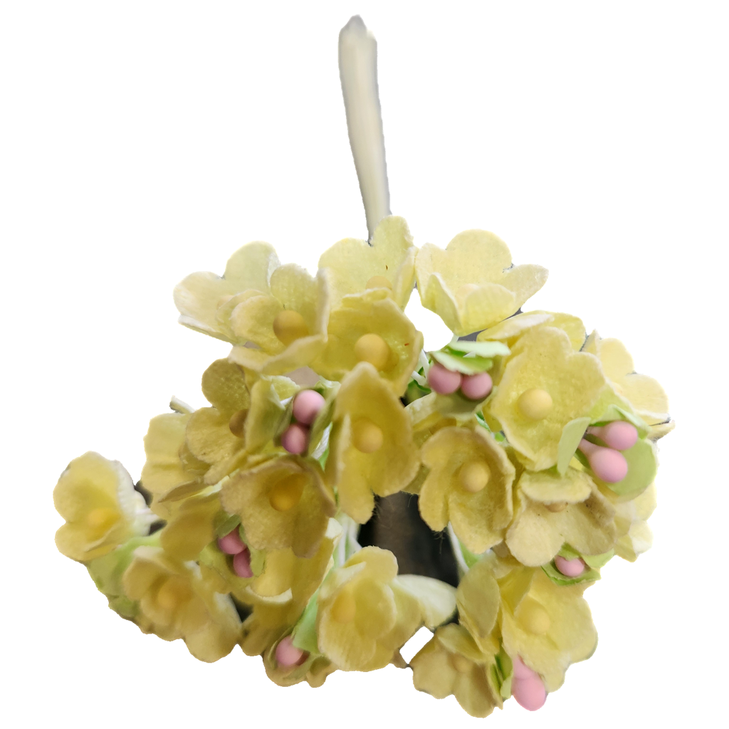 Dollhouse Miniature Light Yellow Flower Stems 8 Pieces