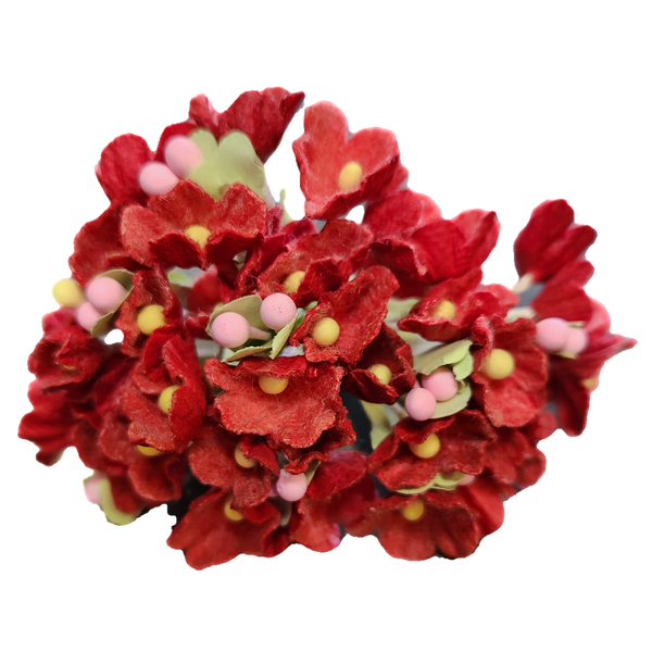 Dollhouse Miniature Red Flower Stems 8 Pieces