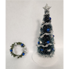 1 Inch Scale Decorated Blue and Silver Christmas Tree Dollhouse Miniature with Wreath