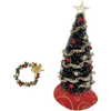 1 Inch Scale Decorated Red and Gold Christmas Tree Dollhouse Miniature with Wreath