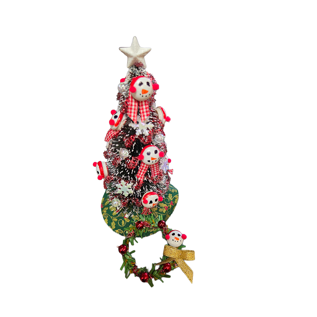 1 Inch Scale Decorated Snowman Christmas Tree Dollhouse Miniature