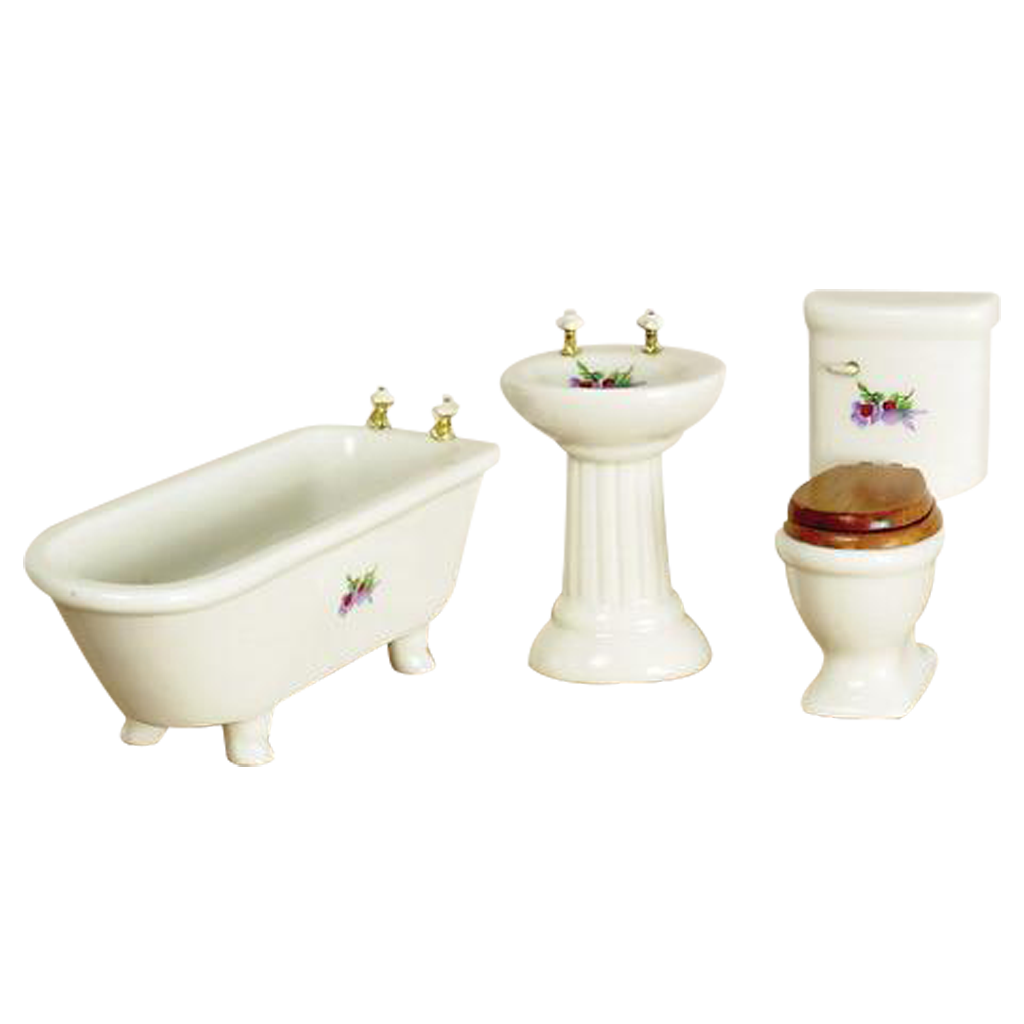 1 Inch Scale Simple Flower Dollhouse Bathroom Set Real Good Toys