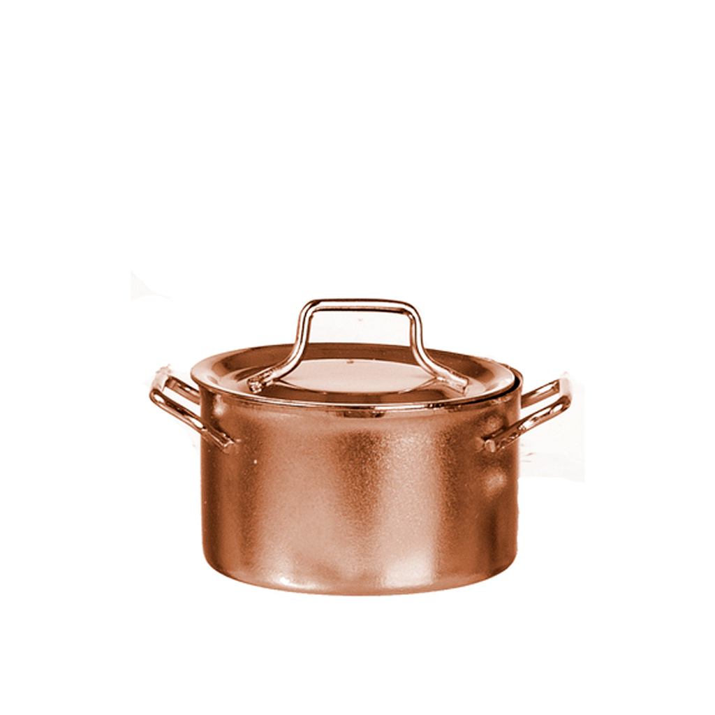 1 Inch Scale Large Copper Pot with Cover Dollhouse Miniature