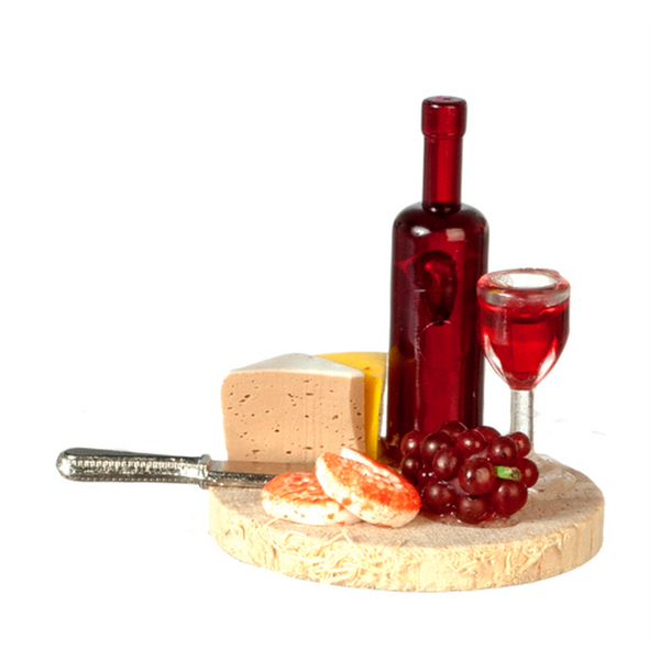1 Inch Scale Wine and Cheese Set Dollhouse Miniature