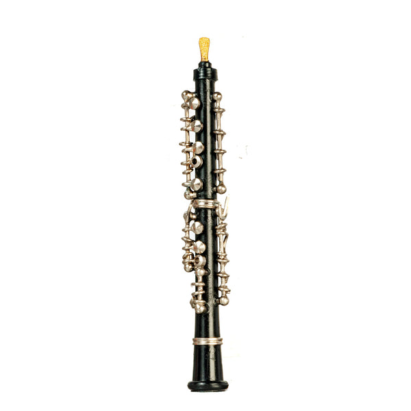 1 Inch Scale Dollhouse Miniature Black Oboe Musical Instrument with Case