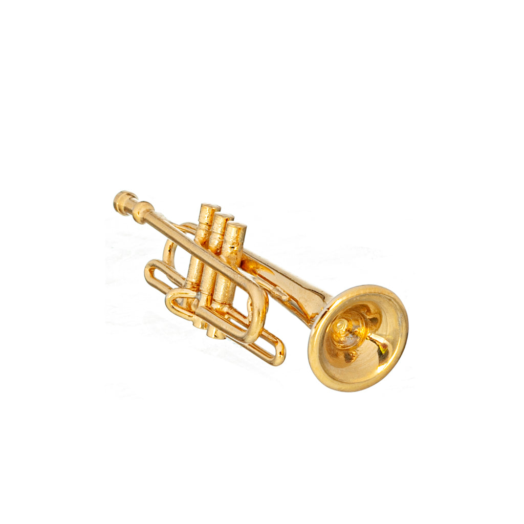 Mini Brass Instrument 1 Inch Scale Dollhouse Miniature Brass Trumpet Musical Instrument with ...